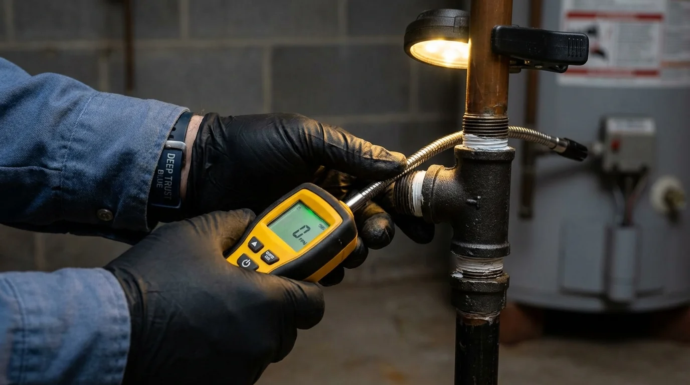 Gas leak detection with electronic sniffer by Johns Plumbing LLC in Freedom