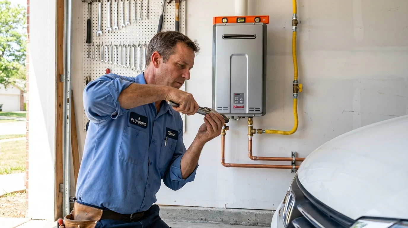 Tankless water heater installation by a Johns Plumbing LLC plumber in Freedom
